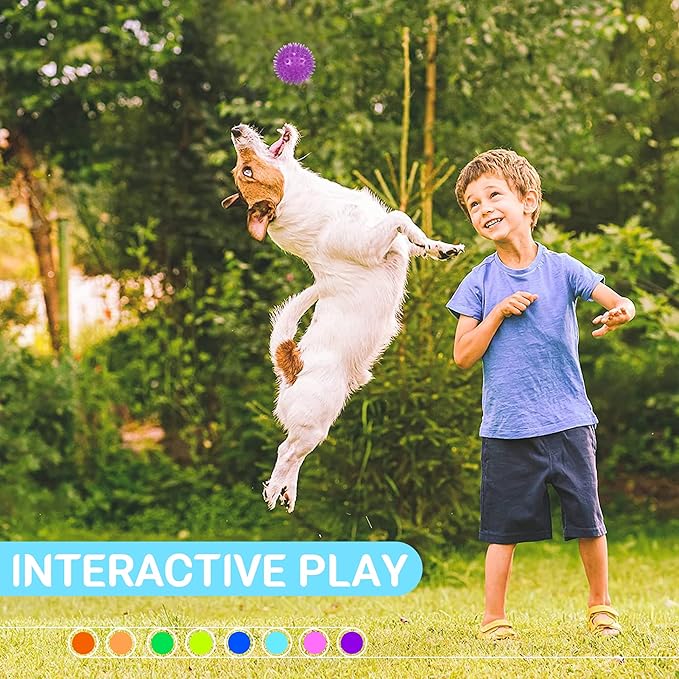 2.5" Squeaky Dog Toy Balls for Small & Medium Dogs – Durable Rubber Chew Toys for Teething Puppies, Spiky Teeth Cleaning Ball with 8 Colors