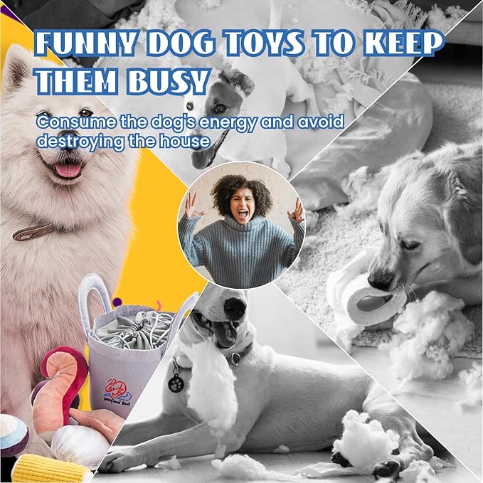 Nocciola 10 PCS Seafood Boil Small Dog Toys for Boredom, Crinkle Dog Squeaky Toys to Keep Them Busy, Plush Stuffed Puppy Toys for Small Medium Dogs