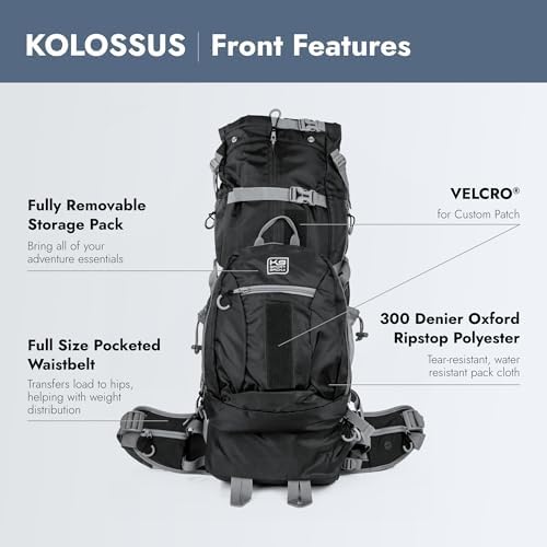 K9 Sport Sack Kolossus - X-Large, Black - The Big Dog Backpack - Ideal for Dogs 23-25” Long - Fully Adjustable Pet Carrier - Doubles as a Professional-Grade 60L Hiking Pack