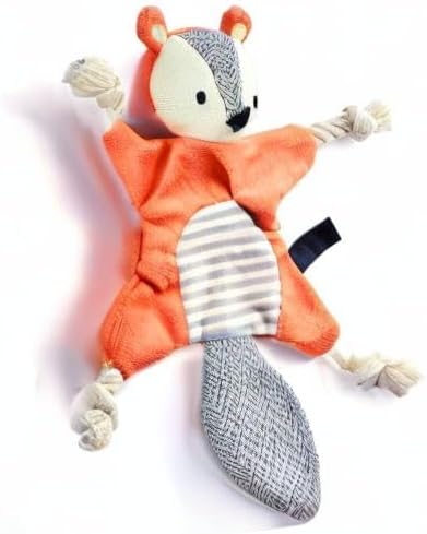 Vitscan Squirrel Plush Toy, Stuffless Dog Chew Toy with Rope Knots, Crinkle Squeaky Toy for Small Dogs