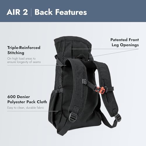 K9 Sport Sack Air 2 - Large, Jet Black - Ideal for Dogs with 20-22” Back Length - Durable, Breathable Backpack-Style Carrier - Perfect for Walks, Short Hikes & Public Transportation