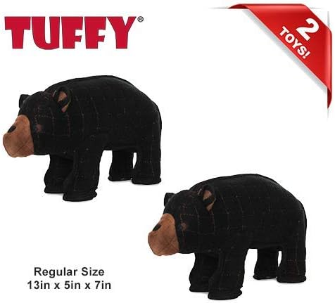 TUFFY - World's Tuffest Soft Dog Toy - Zoo Bear - Squeakers - Multiple Layers. Made Durable, Strong & Tough. Interactive Play (Tug, Toss & Fetch). Machine Washable & Floats. (Regular 2 Pack)