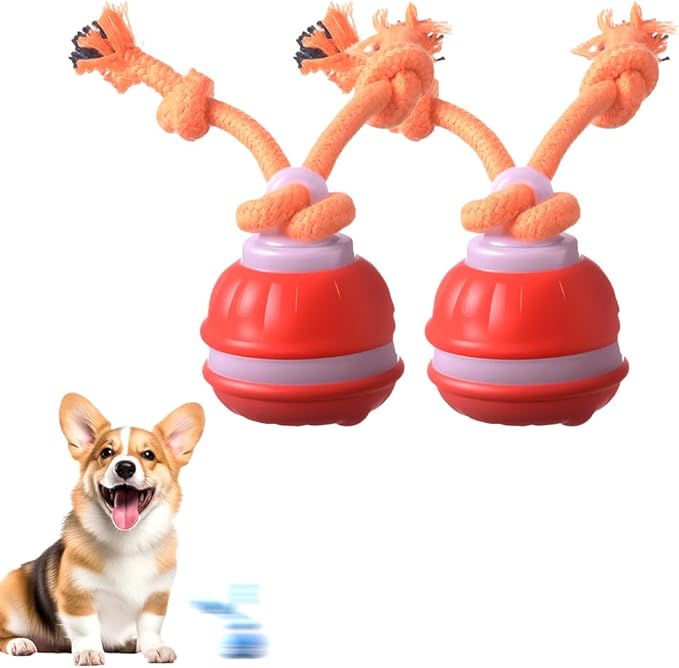 Interactive Dog Toys, Smart Touch-Activated Automatic Rolling Ball, USB Rechargeable Bouncing Dog Ball, Suitable for Cats and Small to Medium-Sized Puppies (Orange 2pcs)