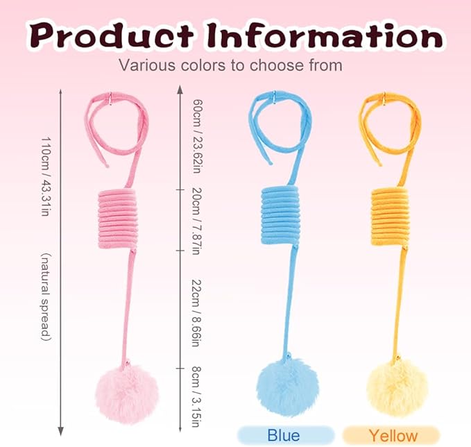 Hanging Fluffy Cat Catnip Ball Toys,2025 New Interactive Cat Toy for Indoor,Kitten Play Chase Exercise Toys,Long Tail Stretchable Soft Plush Teaser Ball with Bell (Pink)