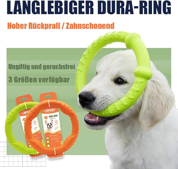 LaRoo Dog Flying Ring Toys, Floating Flying Disc ABS Durable Interactive Chew Toys for Training Outdoor Playing Puppy Medium Large Dogs (Small Green/18cm)