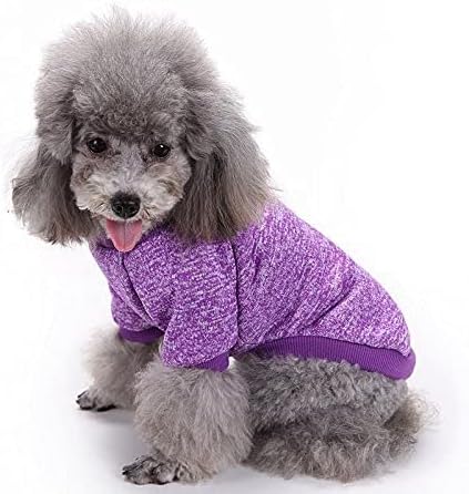 Jecikelon Dog Clothes Dogs Sweater Soft Puppies Clothing Winter Puppy Sweaters Warm Outfit for Dogs Small XXS XS Cat Apparel (Large, Purple)