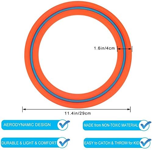 JEEFUD Flying Disc for Kids Adults 11 inch Flying Ring, 2 Pack Beach Backyard Sports Play Soft Discs，Best Sport Outdoor Tossing Toy Gift for 4+ Year Old Boys Girls Family