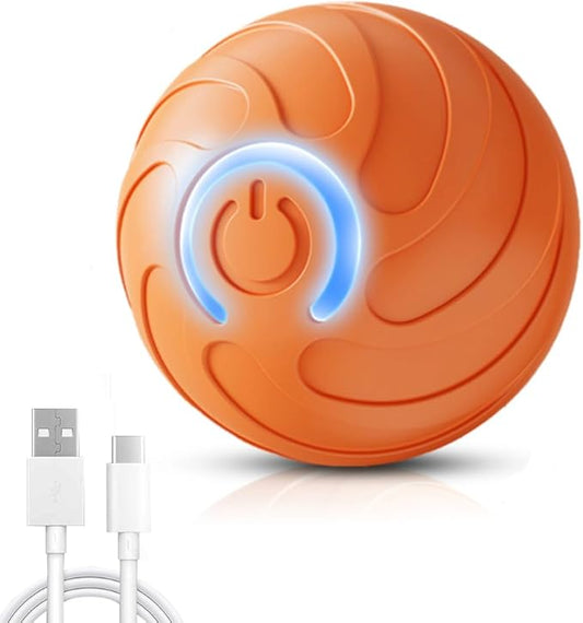 2025 New Interactive Dog Ball Toys, Vibrating Dog Ball, Moving Dogs Balls, Automatic Rolling Balls Toys, USB Rechargeable for Small Medium Dogs (Orange)