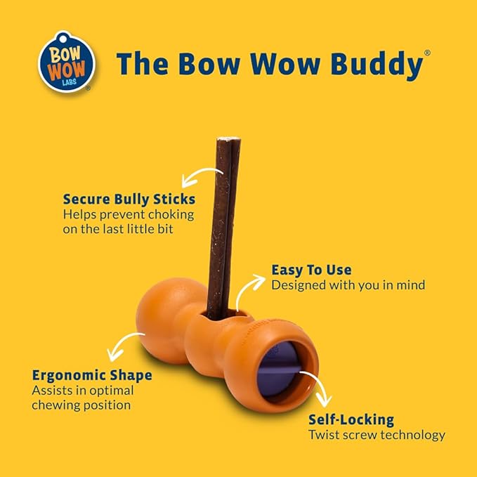Bow Wow Labs Buddy Safety Device | Newly Redesigned Bully Stick Holder for Dogs | Made in The USA | Dishwasher Safe (XS)