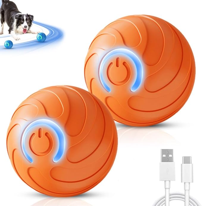 2PCS Dog Ball, 2025 Upgrade Vibrating Dog Ball Interactive Pet Balls Shaky Toy, USB Rechargeable Smart Shaking Pet Bounce Balls Automatic Moving Pet Toy for All Dogs (#A2)