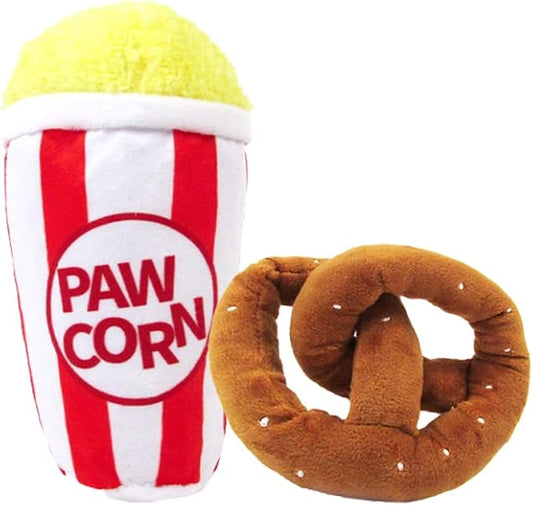 TONBO Popcorn and Pretzel - Crinkle Plush Cute Dog Toys