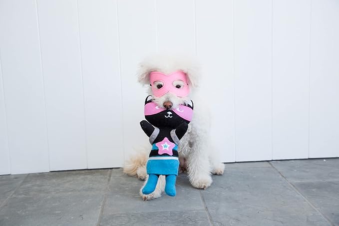 Jax & Bones Squeaky Dog Toys - 11" Tough Wool Squeak Toy for Dogs - Reinforced Seams for Moderate Chewers | Kicky The Cat