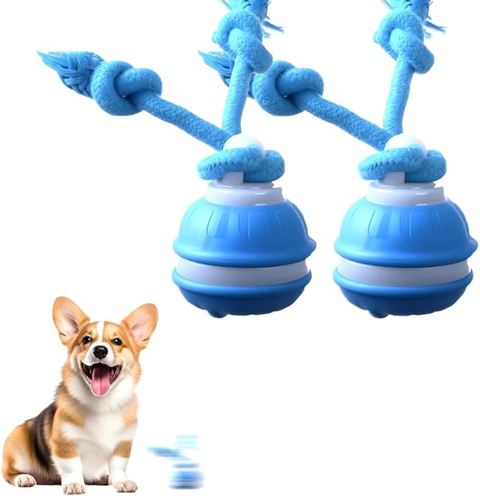 Interactive Dog Toys, Smart Touch-Activated Automatic Rolling Ball, USB Rechargeable Bouncing Dog Ball, Suitable for Cats and Small to Medium-Sized Puppies (Blue 2pcs)