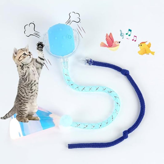 Interactive Cat Toys Ball for Indoor Cats,[2025 Newly Upgraded] Agile Moving Cat Ball with Elastic Mesh Tail,Automatic Kitten Toys for Bored Indoor Adult Cats,Motion Activated (Blue)