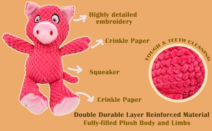 Jalousie Multipack Dog Squeaky Toys Strong Almost Indestructible, with Added Liner for Longer Play Dog Chew Toys (Medium to Large Breeds, 5 Pack Checks for Aggressive Chewers)