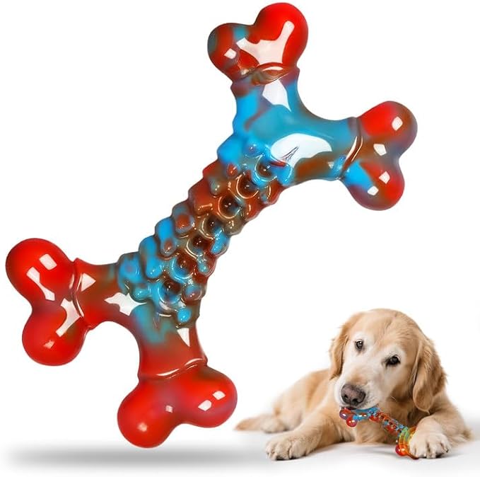 Tough Dog Toys for Aggressive Chewers, Indestructible Dog Chewers for Medium Large Breeds, Dogs Chew Toys Bone, Dogs Toys to Keep Them Busy, Boredom Toy for Large Breed, Bacon Flavor