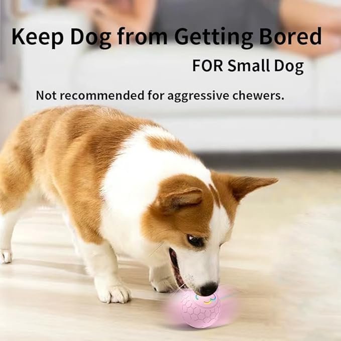 Interactive Dog Toys Dog Ball,Auto Bouncing Rotating Ball, Moving Pet Toys for Small Dogs 20 lbs (Size Small - 2.2-inch Diameter) Fun Gift for Boredom,USB Rechargeable(Pink)
