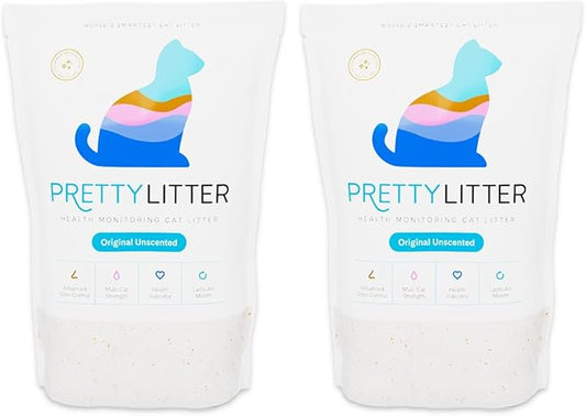 Pretty Litter Health Monitoring Cat Litter, Non-Clumping Crystal Litter, (6LB (Pack of 2), Unscented)