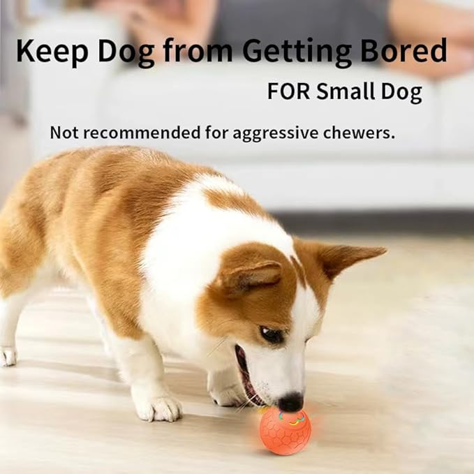 Smart Interactive Dog Toys Ball, Auto Bouncing Rotating Ball, Moving Pet Toys for Small Dogs Under 20 lbs - 2.2 Inch Puppy Toy for Indoor/Outdoor Play, USB Rechargeable, Fun Gift for Boredom, Orange