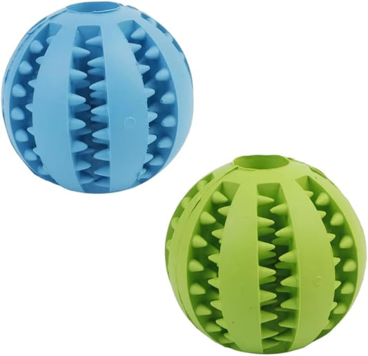 Dog chew Ball Toy(2 Pack), Interactive Dental Cleaning Ball with Spikes, Durable and Tough, Ideal for Small and Medium Dog (Blue & Green)