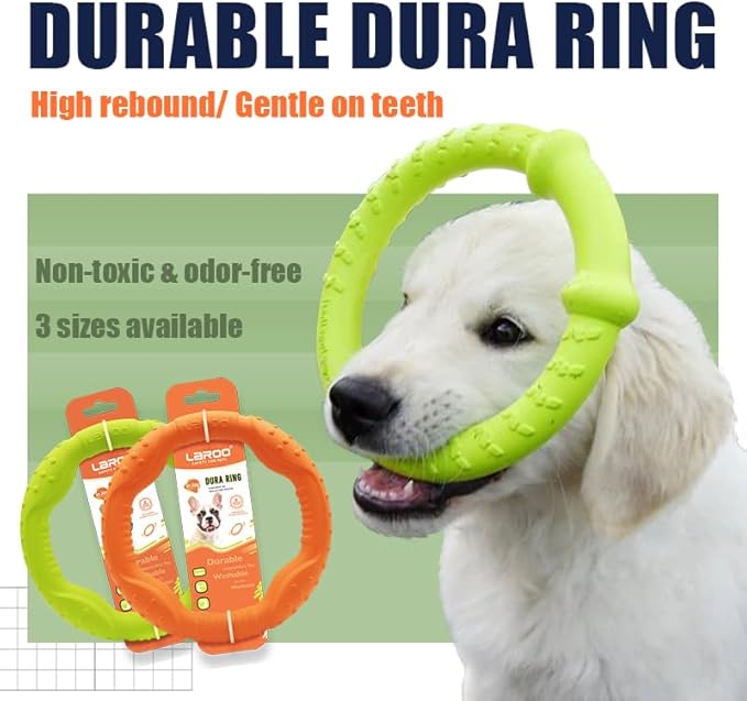 LaRoo Dog Ring Toy - Durable Flying Ring for Fetch, Water Play & Training | Tough Chew-Proof Design for Aggressive Chewer Breeds, Easy-Throw Lightweight Frisbee for Medium/Large Dogs(Green/30cm)