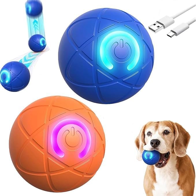 2 Pcs Shaky Ball Toy for Dogs, 2025 New Vibrating Dog Balls, Interactive Dog Balls, Smart Jumping Ball Toy, Automatic Rolling, Keep Them Busy, Suit for All Dogs(Blue+Orange)