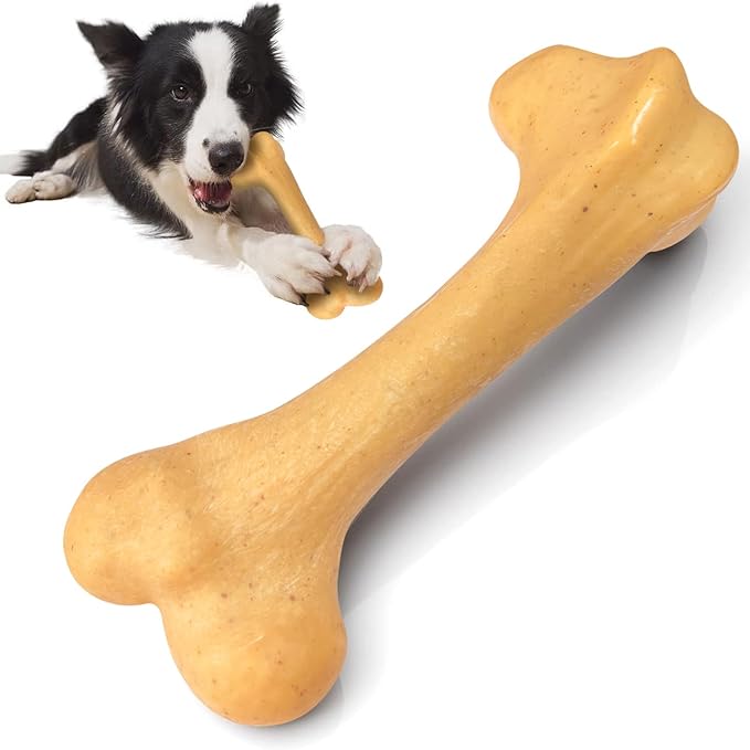 Indestructible Dog Toy for Aggressive Chewers, Nylon Chew Toy for Medium and Large Dogs, Durable Teething Toys for Puppies, Chicken Flavor