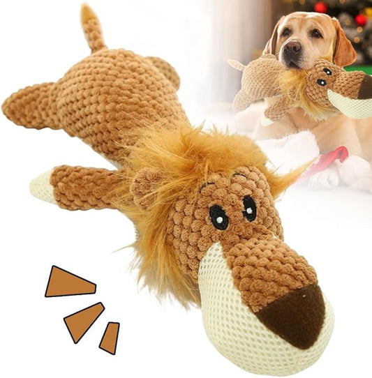 Dog Plush Toys for Aggressive Chewers, 2025 New Interactive Dog Toys for Heavy Chewers Durable Chew Toys Dog Plush Toy, Upgrade Dog Toys Indestructible Dog Puppy Squeaky Chew Toys (Brown)