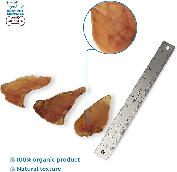 Best Pet Supplies GigaBite Roasted Pig Ears for Dogs - Natural Dog Chews, Roasted Pigs Ears, Safe for Puppies and Aggressive Chewers, Cleans Teeth and Gums - Pack of 40
