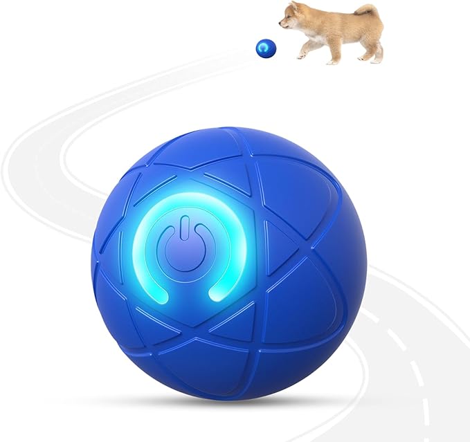 Interactive Dog Toys for Small Dogs, USB Rechargeable Smart Jumping Ball for Dogs, Chew-Resistant TPE & BPA-Free Vibrating Dog Ball, LED Light-Up Play for Mental Stimulation & Indoor Play (Blue)