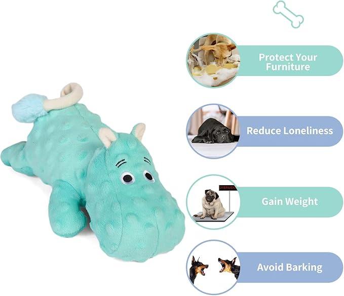 DODODOLA Cute Stuffed Hippo Dog Toys Squeaky Dog Toys with Crinkle Paper Dog Plush Toys for Large Breed Dog Chew Toys for Small, Medium, Large Dogs