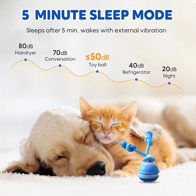 Interactive Dog Toys, Smart Touch-Activated Automatic Rolling Ball, USB Rechargeable Bouncing Dog Ball, Suitable for Cats and Small to Medium-Sized Puppies (Blue 2pcs)