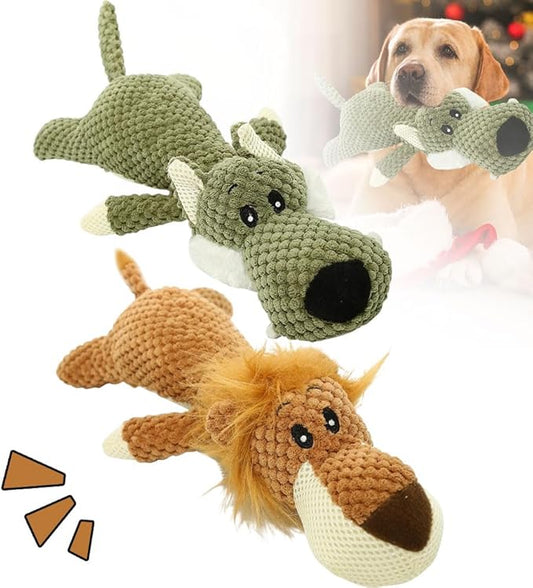 Plush Toys for Aggressive Chewers, 2025 New Interactive Dog Toys for Heavy Chewers, Durable Indestructible Puppy Squeaky Chew Toys (Green+Brown)