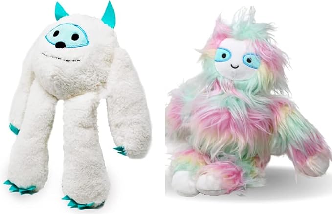 Flourish Pets 3 in 1 Multi-Layer Chew Toy for Active Dogs | Non-Toxic BPA Free Double Stitched Soft Fabric Exterior Dog Toys | Long-Lasting Dog Plush Toys - Small Yeti/Sloth 3.5"