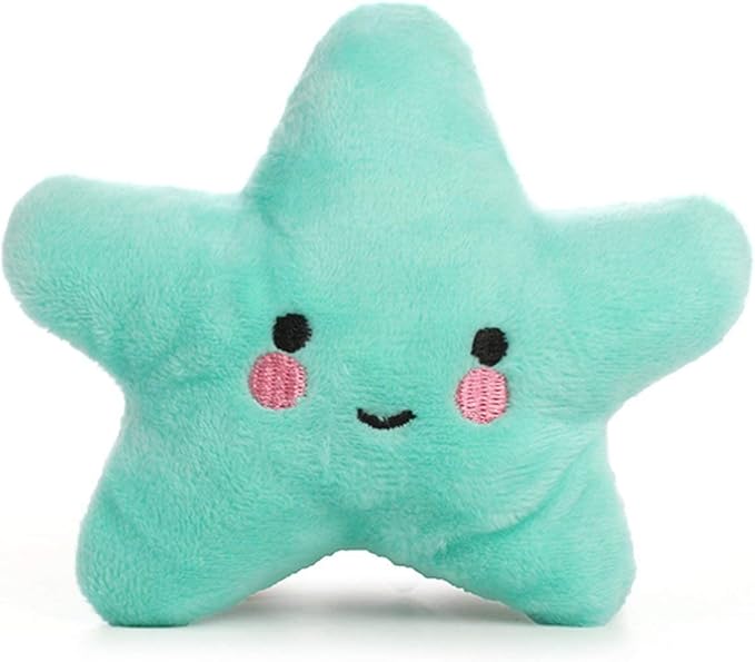 Pet Bite Squeaky Toys Smile Star Cute Stuffed Toys for Dogs Puppy Biting BB Sound Chew Squeaker Cloud Shape Plush Toy for Cats & Small Animals Exercise Entertainment,3 Pack (Star)