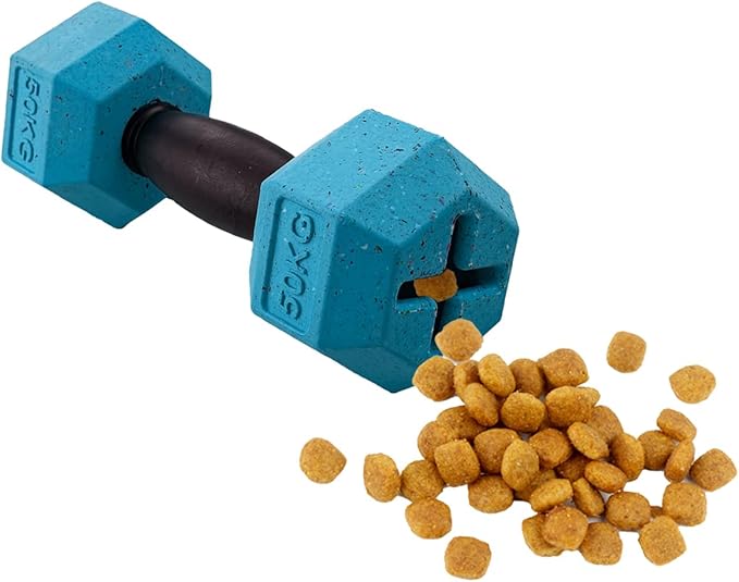 Max Fusion Made with Nike Grind, Dumbbell Dog Toy, Yellow Treat Dispenser, Natural Rubber Chew Toy for Large Dog Breeds & Puppies, Dental Health, Puzzle, Reward Play, Training Toy