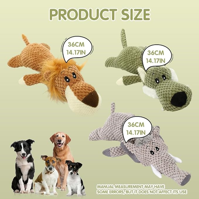 Dog Plush Toys for Aggressive Chewers, 2025 New Interactive Dog Toys for Heavy Chewers Durable Chew Toys Dog Plush Toy, Upgrade Dog Toys Indestructible Dog Puppy Squeaky Chew Toys (Grey+Green)