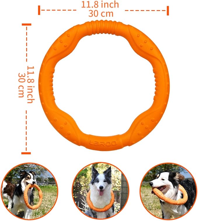 LaRoo Dog Ring Toy - Durable Flying Ring for Fetch,Water Play & Training Tough,Chew-Proof Design for Aggressive Chewer Breeds, Easy-Throw Lightweight Frisbee for Medium/Large Dogs (Orange/30cm)