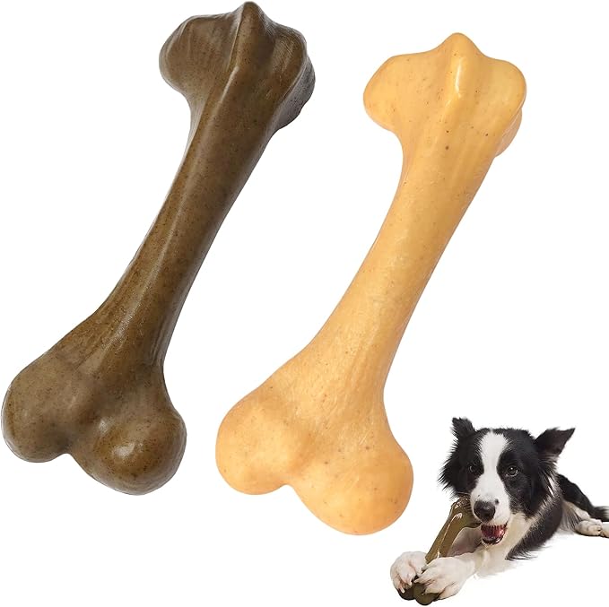 Aggressive Chew Toys, Nylon Bones, Indestructible Toys for Medium Large Dogs, Durable Tough Puppy Teething, Beef & Chicken Flavor (2pcs)