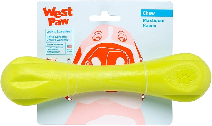 WEST PAW Zogoflex Hurley Dog Bone Chew Toy – Floatable Pet Toys for Aggressive Chewers, Catch, Fetch – Bright-Colored Bones for Dogs – Recyclable, Dishwasher-Safe, Non-Toxic, Large, Granny Smith