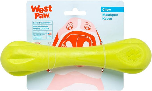 WEST PAW Zogoflex Hurley Dog Bone Chew Toy – Floatable Pet Toys for Aggressive Chewers, Catch, Fetch – Bright-Colored Bones for Dogs – Recyclable, Dishwasher-Safe, Non-Toxic, Large, Granny Smith