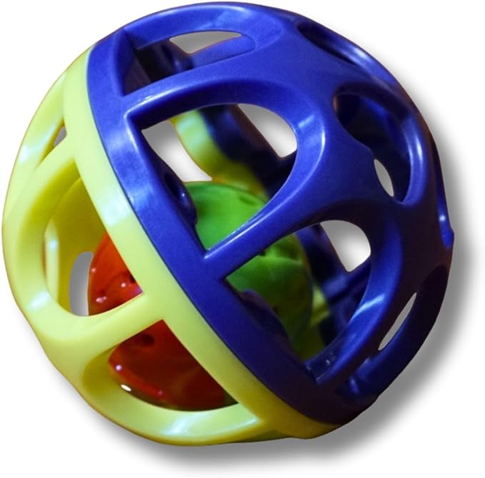 Large Cat Ball Toy with Bell - Durable, Self-Entertainment, Colorful Indoor Exercise (Yellow & Purple)