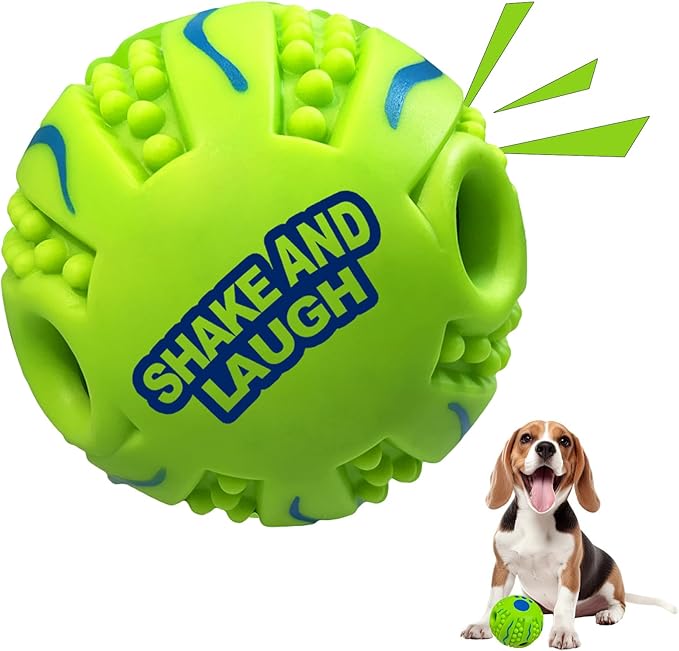 Spiky Interactive Dog Toys Ball, Shaking with Gibbering Sound, for Training, Teeth Cleaning & Herding, Wave, M, 3.46 in (8.8 cm)
