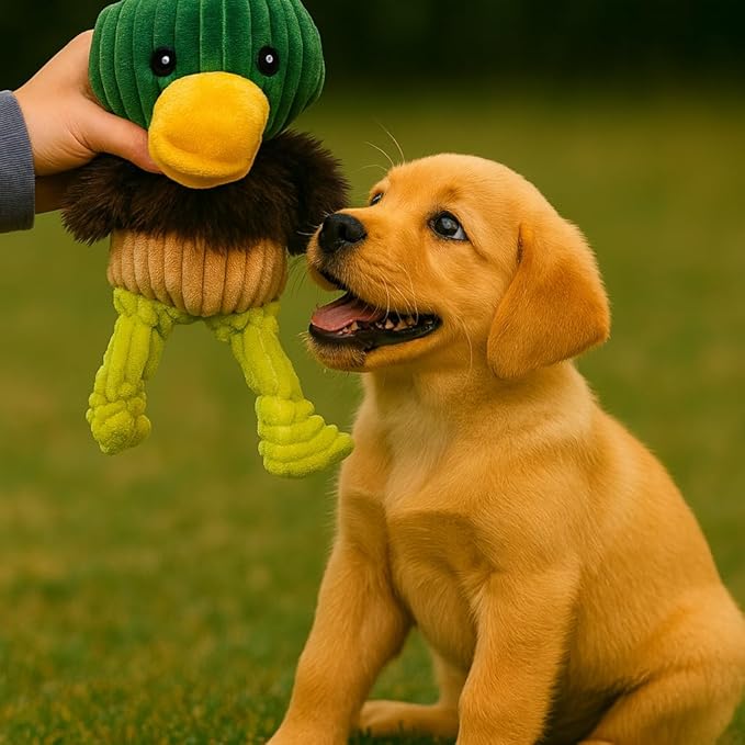 Jalousie Plush Toys Assortment Value Bundle Puppy Pet Mutt Squeak Toy for Medium Large Dogs (5 Pack Knotted)