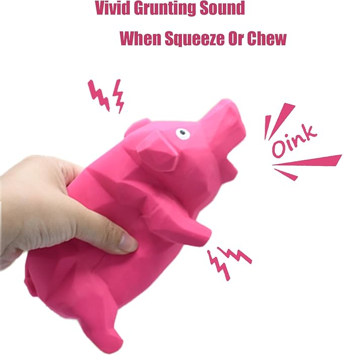 Pig Dog Toy, 3 PCS Squeaky Pig Dog Toy, Interactive Pig Dog Chew Toy That Oinks - Diamond-Shaped Rubber Dog Squeaky Toys, Durable Latex Grunting Pig Toy for Small Medium Large Dogs