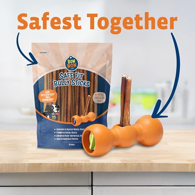 Bow Wow Labs Buddy Safety Device | Newly Redesigned Bully Stick Holder for Dogs | Made in The USA | Dishwasher Safe (L)