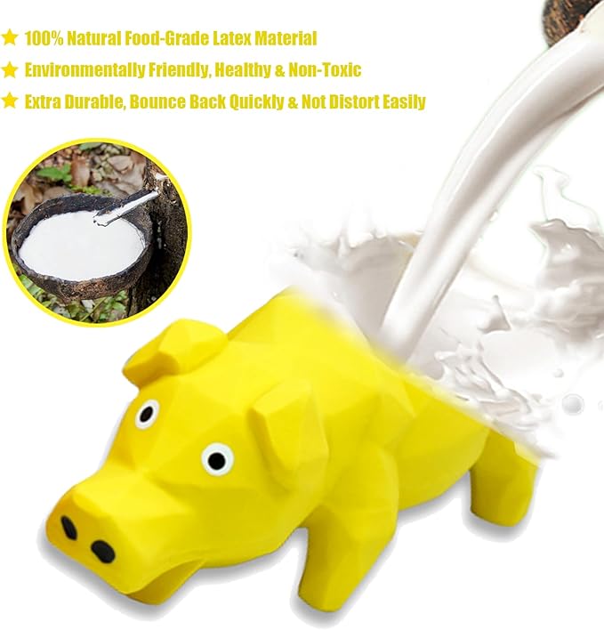 Pig Dog Toy, 3 PCS Squeaky Pig Dog Toy, Interactive Pig Dog Chew Toy That Oinks - Diamond-Shaped Rubber Dog Squeaky Toys, Durable Latex Grunting Pig Toy for Small Medium Large Dogs