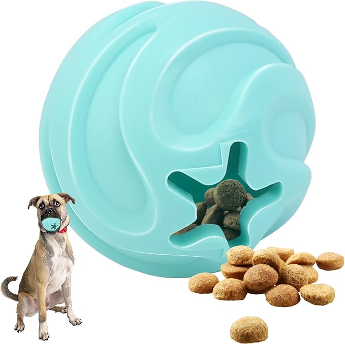 Dog Puzzle Ball Toy, Interactive Dog Toys Ball for Treat Dispensing, Dogs Treat Ball for Teeth Cleaning/Slow Feeder/IQ Training/Playing, TPU Chew Toys for Medium/Large Dogs