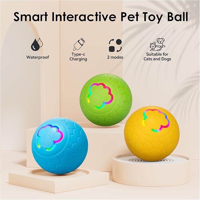 Interactive Dog Toys Balls, Dog Ball for Puppy Small Dogs Cats, Robust self-Rolling Ball, Tough Motion Activated Automatic Moving Dog Balls Toys Indoor Outdoor, Green