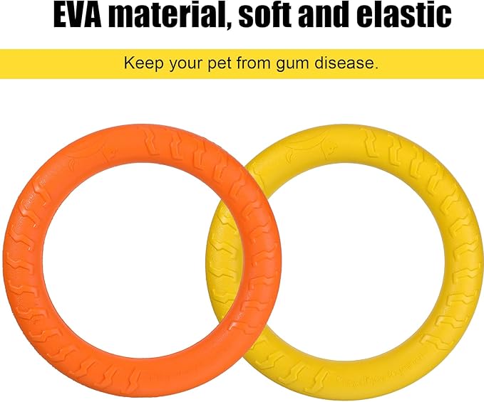 Leitee 2 Pack Dog Toys, Ring Toys Flying Discs for Small to Large Dogs - Training, Fetching, Floating, Teeth Cleaning (11 Inch)